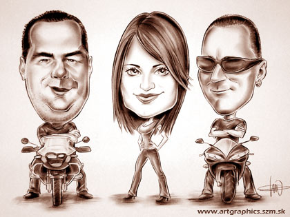 karikatura_131_caricature_2motorky_sepia